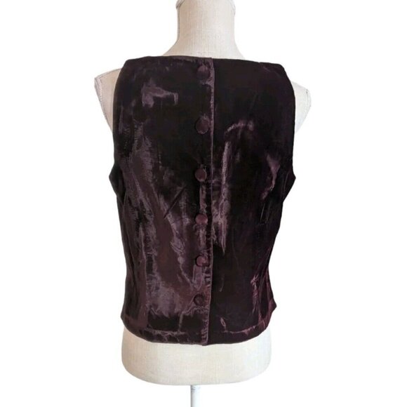 Womens Deep Burgundy Red Velvet Sleeveless Top - Picture 5 of 6